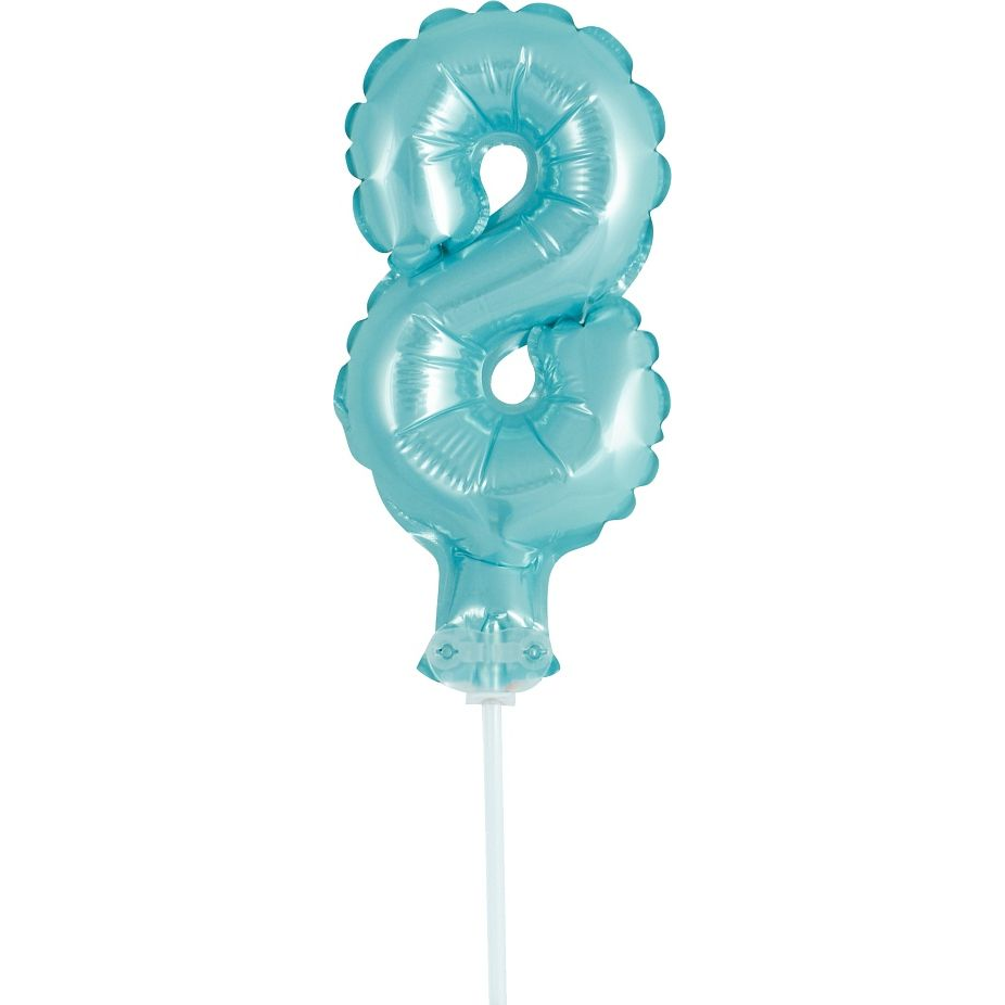 Szám Fólia Lufi Tortára - 13 cm, 8-as, Kék (GODA1963)