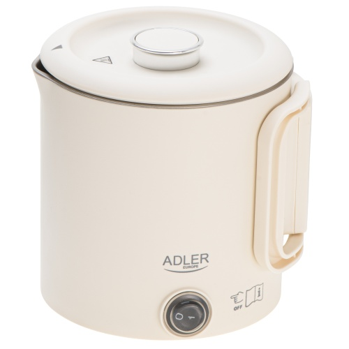 Adler AD 1388 B, Max. 650 W, 0.8 L, Duplafalú test, 360 fokos forgás, Bézs, Utazó elektromos vízforraló
