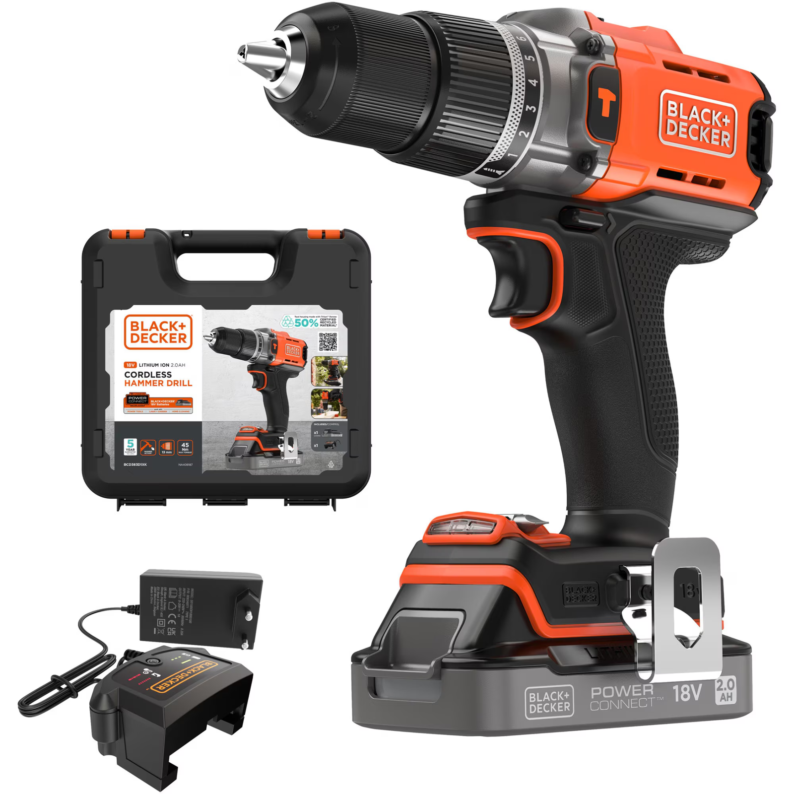 Black & Decker BCD383D1XK-QW Akkus fúró-csavarozó 1x 2Ah Akku + Töltő (BCD383D1XK-QW)