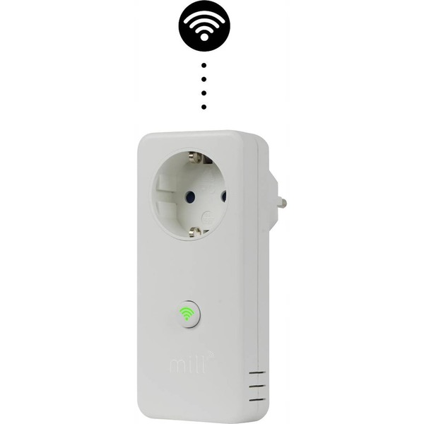 Mill 900W panel heater, Elegant design with glass front, Electronic thermostat, LED display, Cord: White, 130 cm, Approved for bathrooms IPX4 zone 2