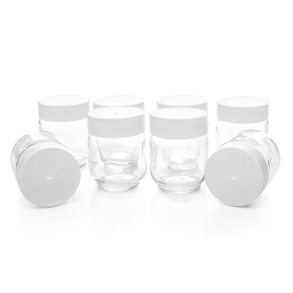 Joghurtbereiter-Ersatzgläser-Set JG 8 (transparent/weiß, 8-teilig)