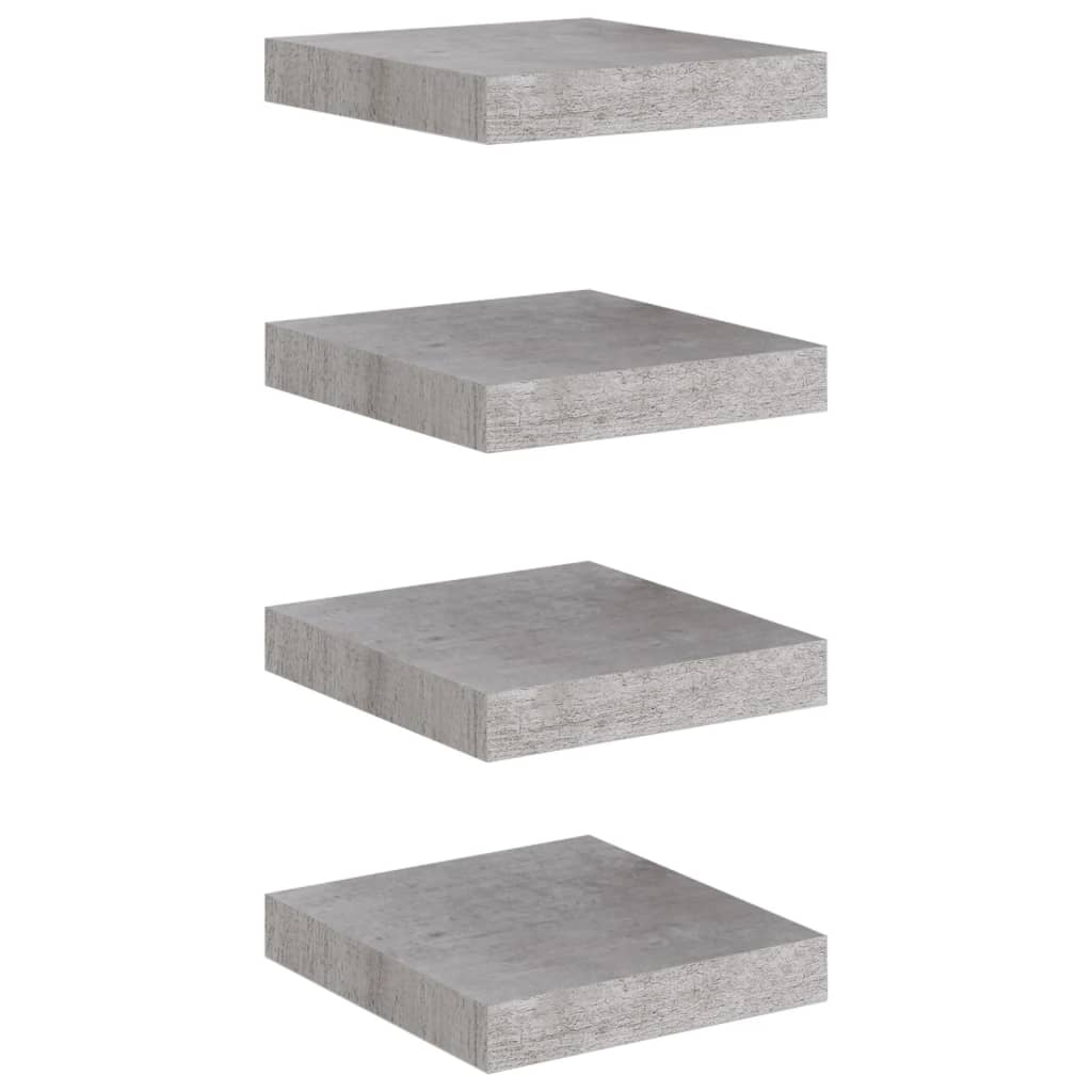 4 db betonszürke MDF lebegő fali polc 23 x 23,5 x 3,8 cm (326590)