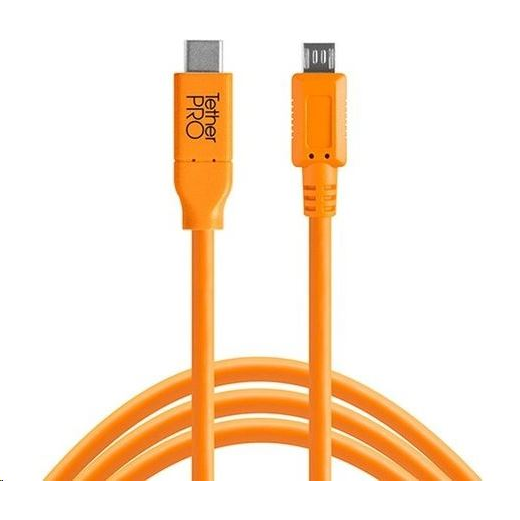 Tether Tools TetherPro USB-C -> 2.0 Micro-B 5-Pin 4.6m kábel narancssárga (CUC2515-ORG)
