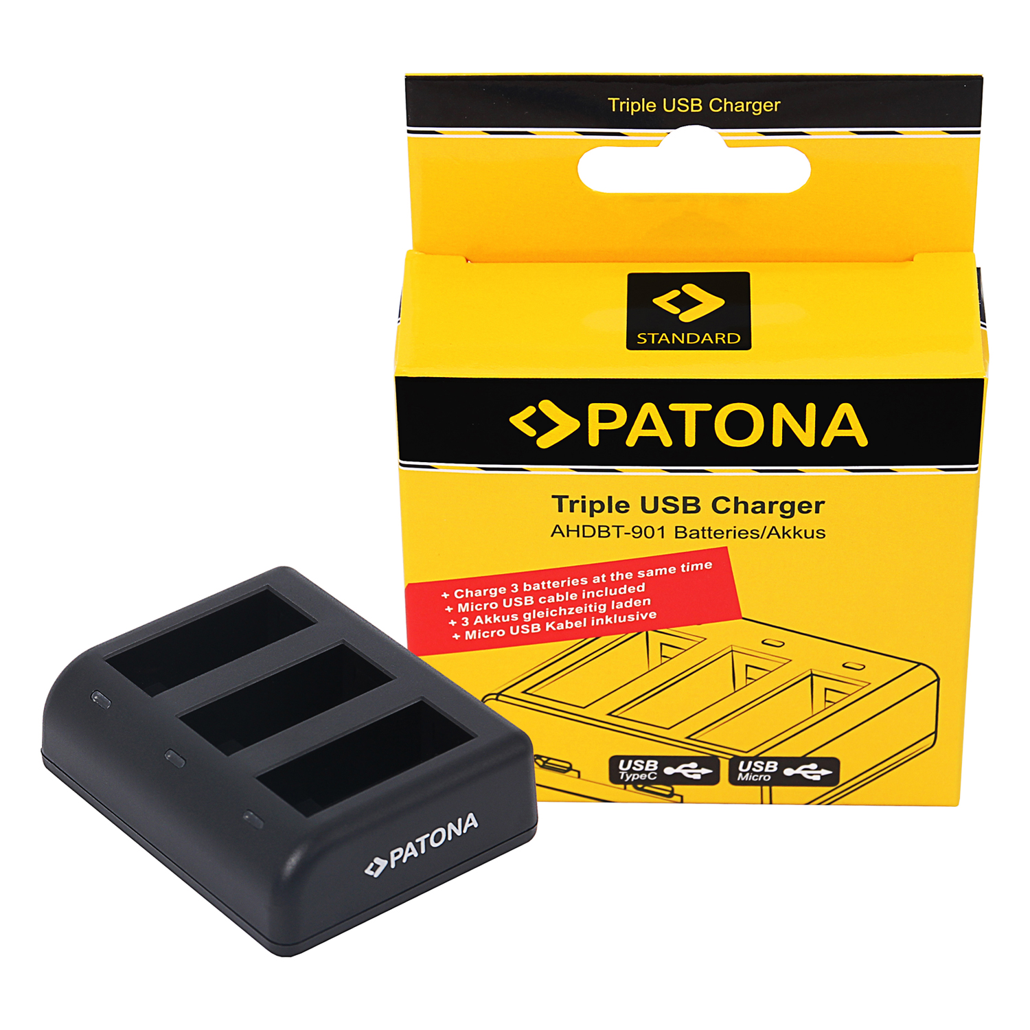 Patona PT9884 Triple GoPro Hero 9 / Hero 10 / Hero 11 / Hero 12 Akkumulátor töltő (PT9884)