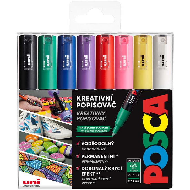 UNI Posca 1M 8 pcs basic (5012788067644)