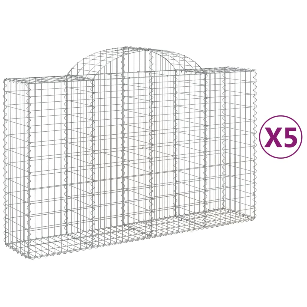5 db íves horganyzott vas gabion kosár 200x50x120/140 cm (3146344)