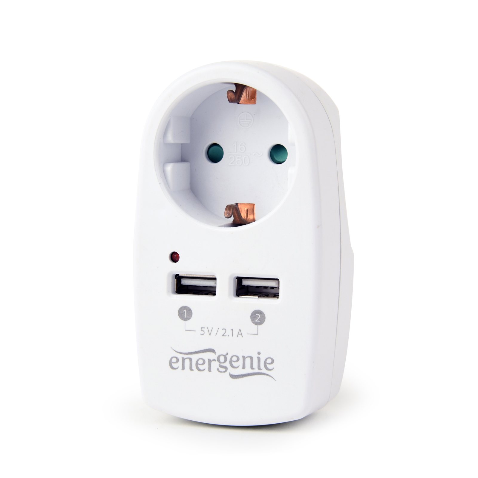 Gembird EG-ACU2-02 hálózati aljzat 2xUSB kimenettel Fehér (EG-ACU2-02)