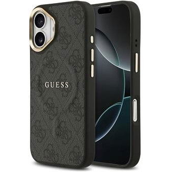 Guess PU Leather 4G Gold Frame MagSafe Zadní Kryt pro iPhone 17 Black (GUHMP17SP4MSEGCK)