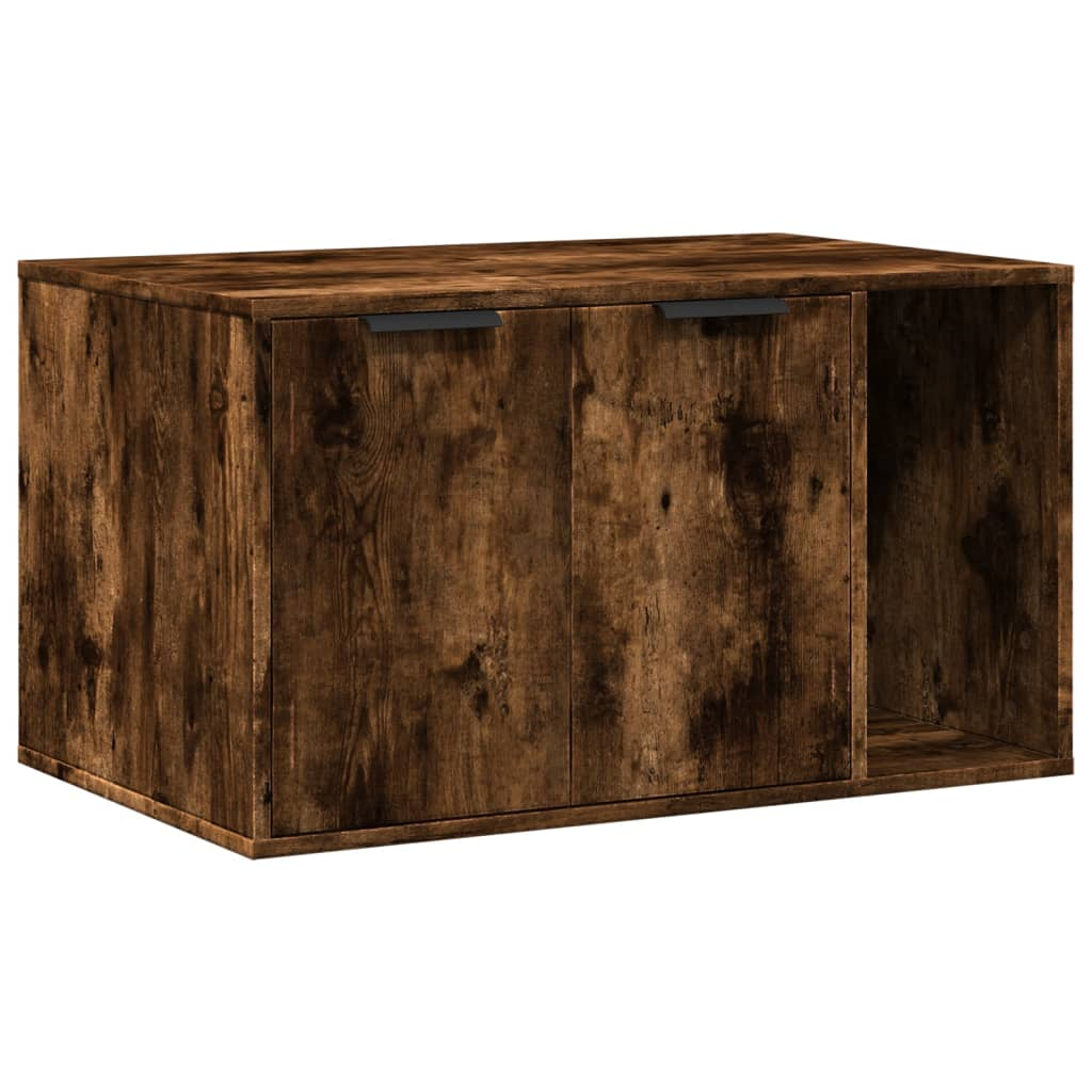 füstös tölgy színű szerelt fa macskaalomdoboz 80 x 50 x 45 cm (857737)