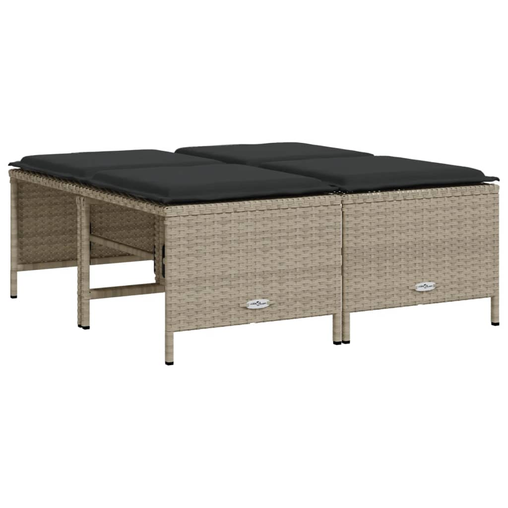 4 db világosszürke polyrattan kerti szék párnákkal (368367)