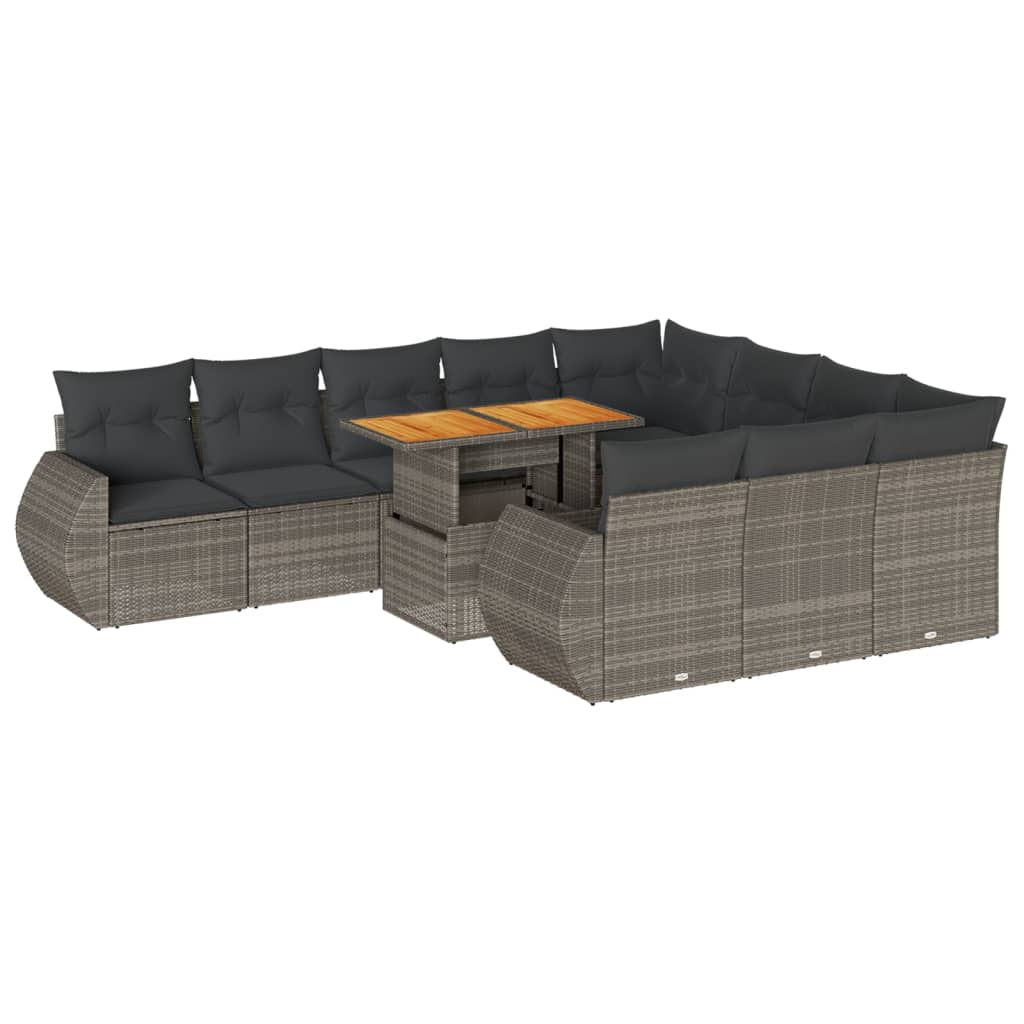 11 részes szürke polyrattan kerti ülőgarnitúra párnákkal (3327315)