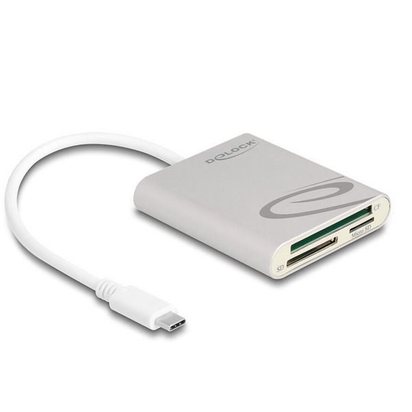 Delock USB Type-C  kártyaolvasó Compact Flash, SD vagy Micro SD memóriakártyákhoz