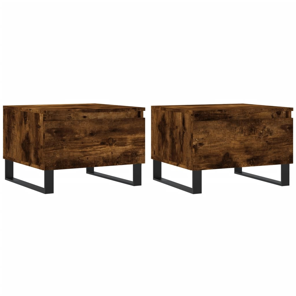 2 db füstös tölgy szerelt fa dohányzóasztal 50 x 46 x 35 cm (830887)