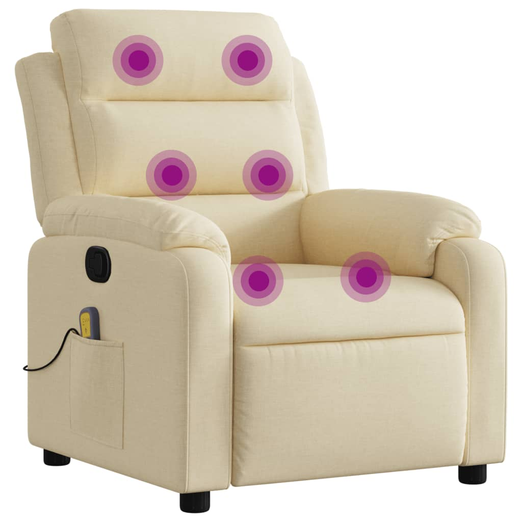 krémszínű szövet dönthető masszázsfotel (373483)