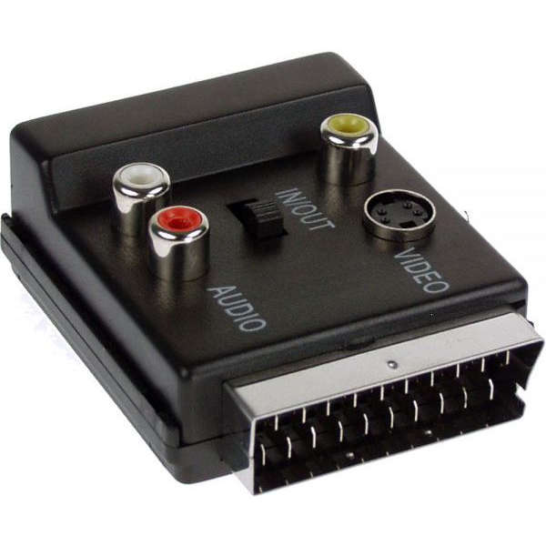 InLine 89959 адаптер за видео кабел SCART (21-pin) 3 x RCA + S-Video Черен