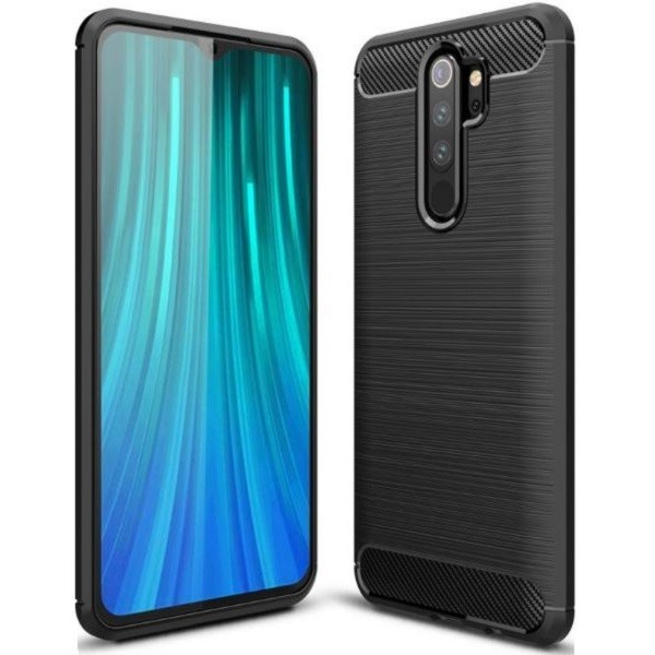 Motorola Moto E6 Plus, TPU szilikon tok, közepesen ütésálló, szálcsiszolt, karbon minta, fekete (G92974)
