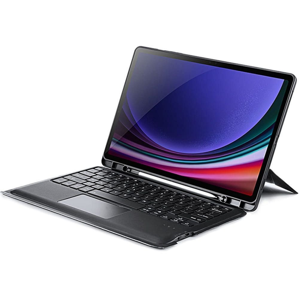 Dux Ducis DK bluetooth billentyűzet + touch pad (Type-C aljzat, mágneses, asztali tartó, QWERTY) FEKETE Samsung Galaxy Tab S9 FE WIFI (SM-X510) / Galaxy Tab S9 FE LTE (SM-X516) / Galaxy Tab S9 Plus LT (GP-171893)