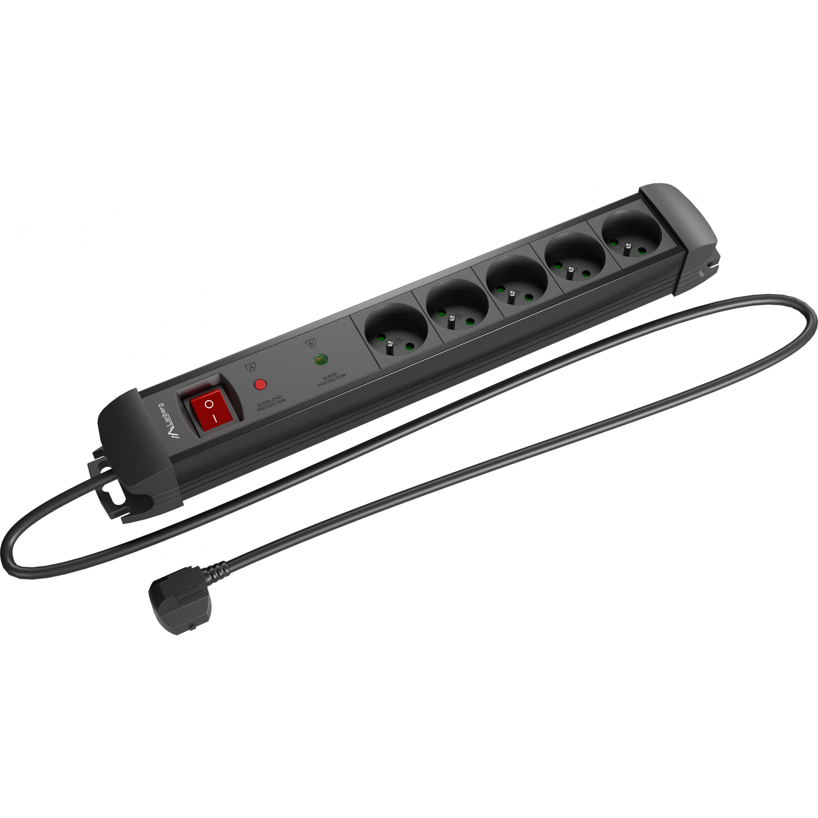 Lanberg SP1-05E 2500W Túlfeszültség védő elosztó 5 aljzatos 5m - Fekete (SP1-05E-0500-BK)