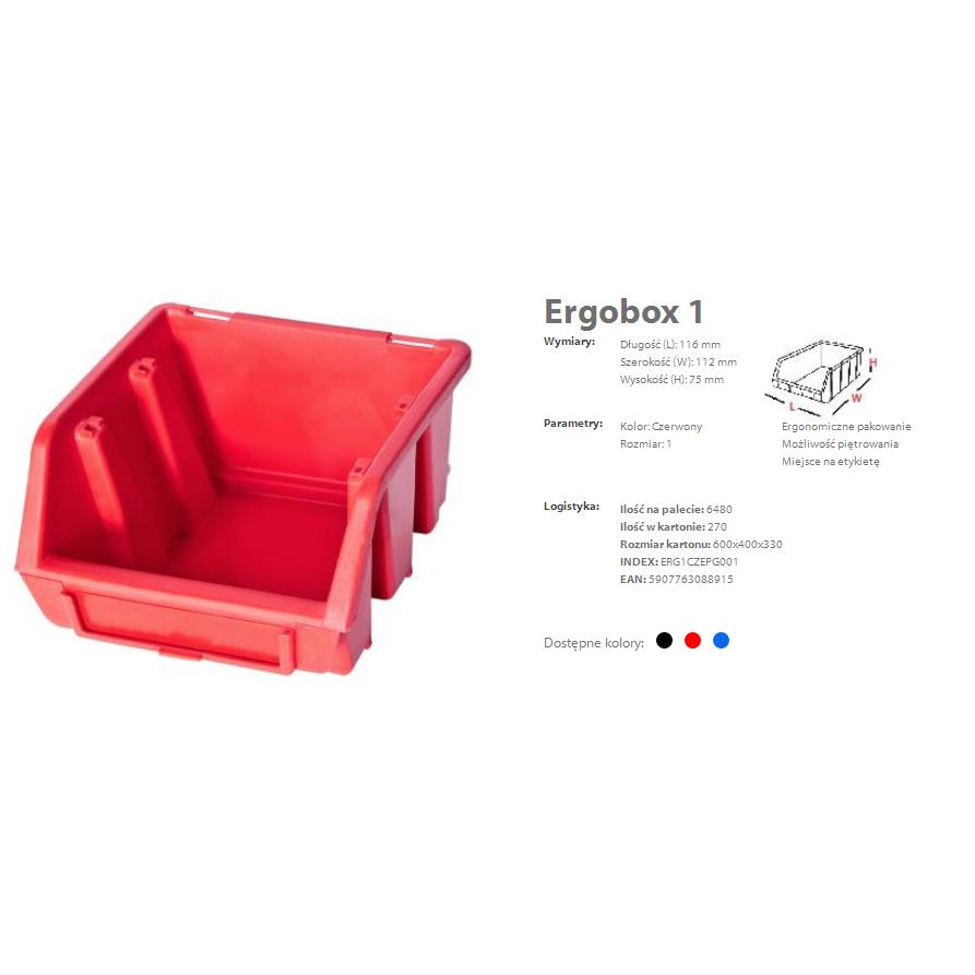 Patrol Ergobox 1 műanyag doboz 7,5 x 11,2 x 11,6 cm, piros (ERG1CZEPG001)