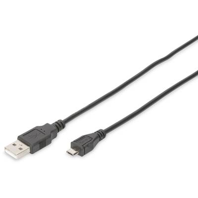 DIGITUS USB 2.0 Anschlusskabel Typ A -mikro B St/St 1,8m, sw