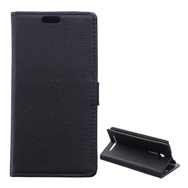 Tok álló, bőr hatású (FLIP, oldalra nyíló, asztali tartó funkció, prémium) FEKETE [Asus Zenfone 2 (ZE500CL)] (5996457555796)