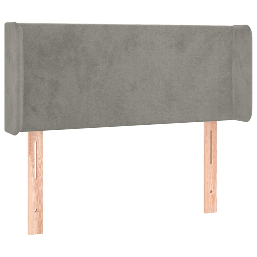 világosszürke bársony fejtámla szárnyakkal 103x16x78/88 cm (3118530)