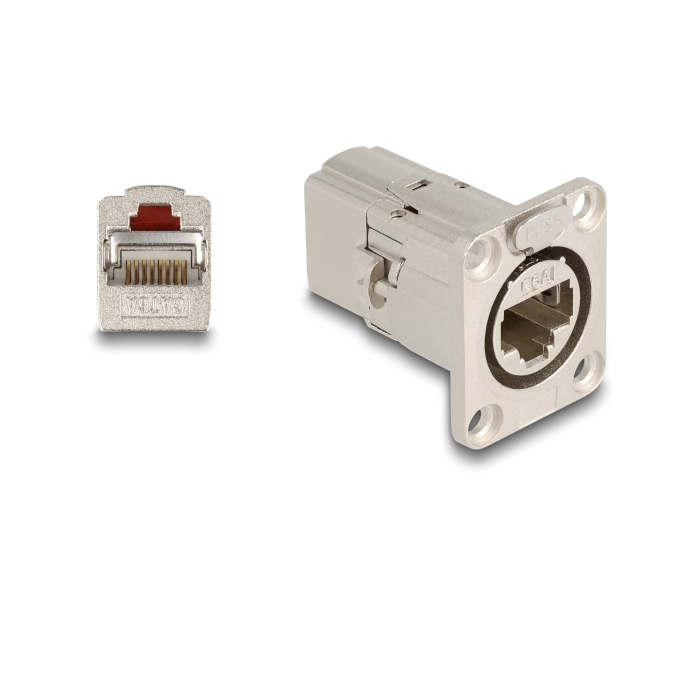 Delock D-típusú RJ45 beépített csatlakozó Cat.6A STP fém (67062) (67062)