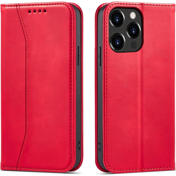 Magnet Fancy Case Tok iPhone 14 Pro Flip Cover Pénztárca Állvány Piros