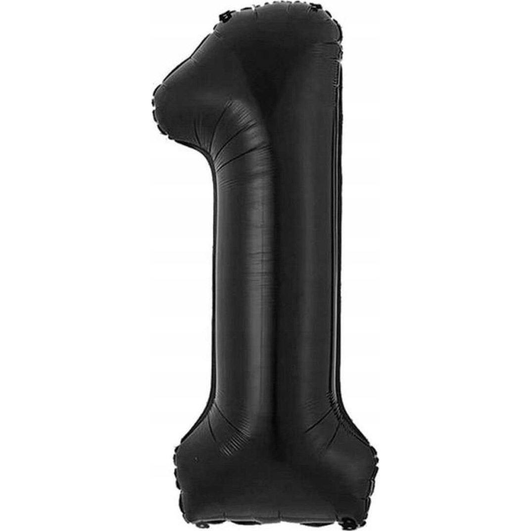 B&C Matt Szám Fólia Lufi - 85 cm, 1-es, Fekete (608395)