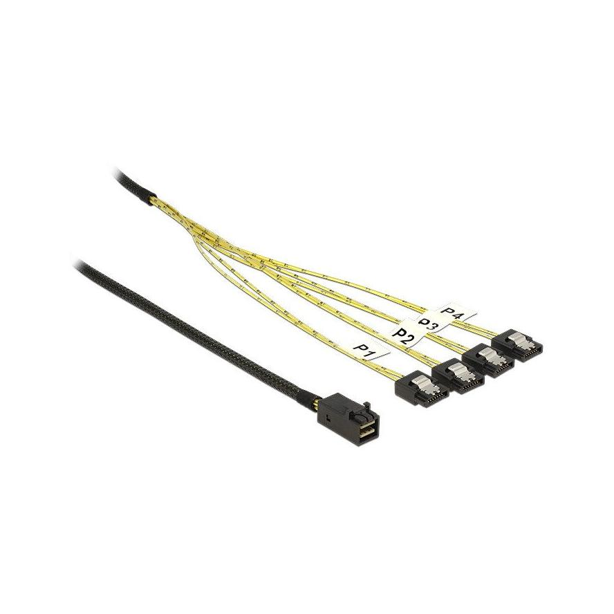 DELOCK kábel Mini SAS HD SFF-8643 to 4x SATA 7 pin, 1m (83393)
