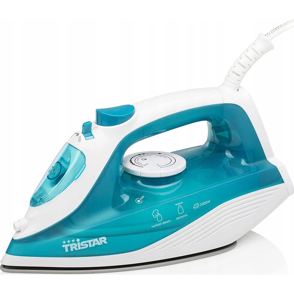Tristar ST-8300 strygejern Dampstrygejern Keramisk strygesål 2000 W Turkis, Hvid