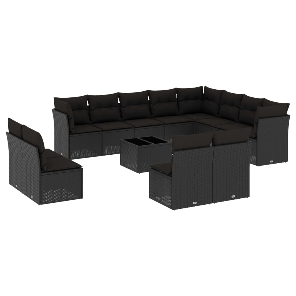 13 részes fekete polyrattan kerti ülőgarnitúra párnákkal (3250314)