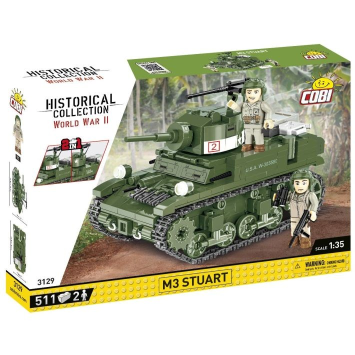 Cobi Blocks M3 Stuart tank 511 darabos építő készlet 2 figurával (COBI-3129)