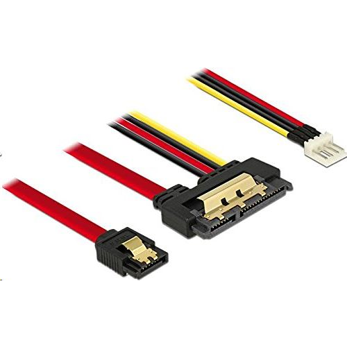 Delock 85232 SATA-kábel, 6 Gb/s, 7 tűs csatlakozóhüvely + 4 tűs Floppy-csatlakozódugó > 22 tűs SATA-csatlakozóhüvely, egyenes, fém, 30 cm (85232)