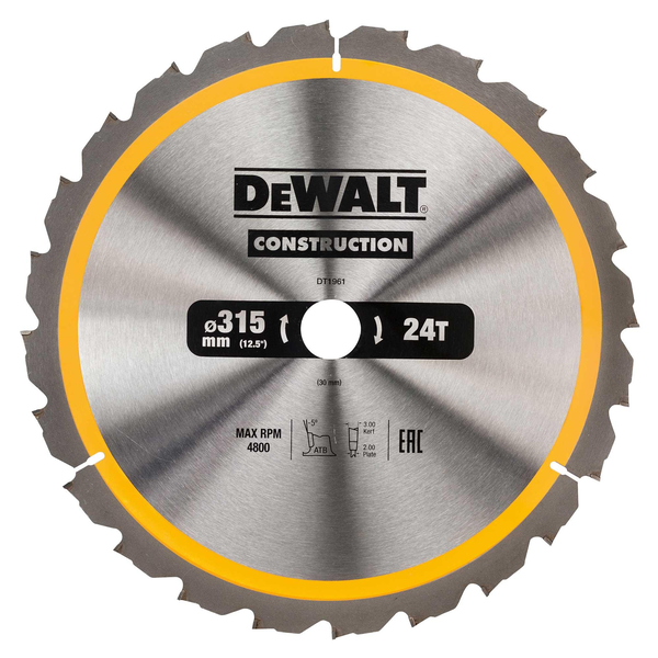 Vágótárcsa DeWalt DT1961 315 x 30 mm 24 fog
