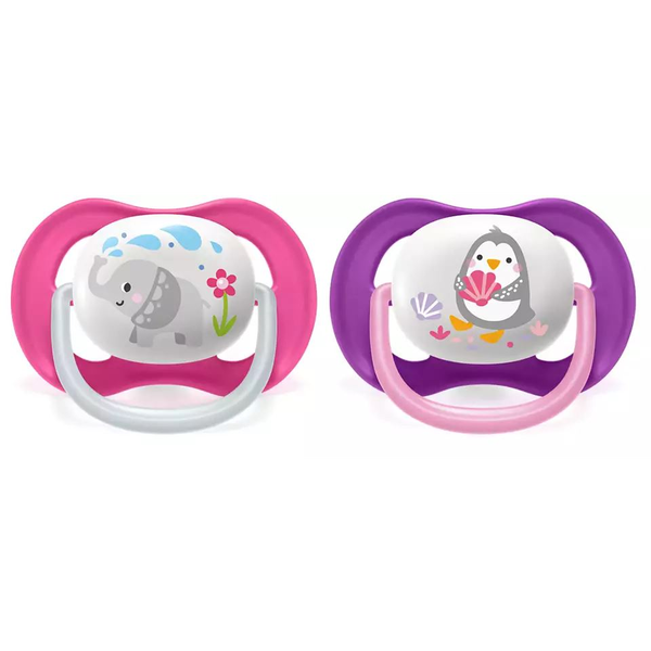 Philips AVENT SCF080/08 ciuccio per bambino Ciuccio ultra morbido Ortodontico Silicone Rosa, Viola