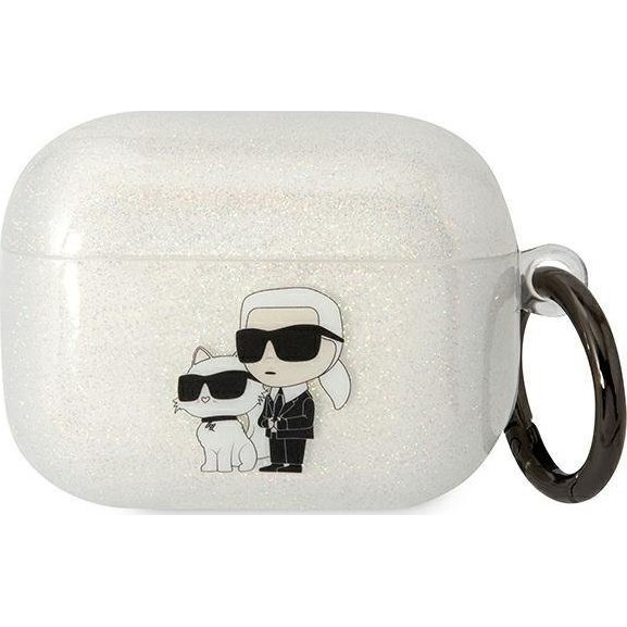 Karl Lagerfeld 3D Logo NFT Karl And Choupette TPU Glitter Apple Airpods Pro Szilikon Tok Fehér (KF001575)