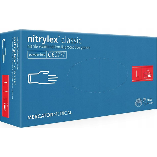 Mercator Nitrylex Classic Blue nitril kesztyű, púdermentes. 100 db, L méret