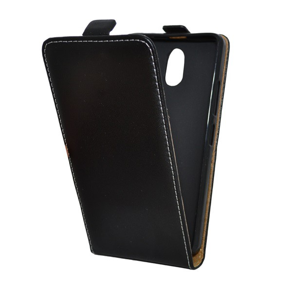 Tok álló, bőr hatású (FLIP, lefelé nyíló, szilikon tartó) FEKETE [Lenovo Vibe P1m (P1ma40)] (5996457608669)
