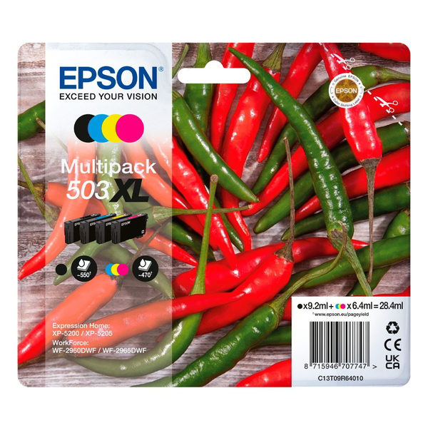 Epson 503XL blækpatron 4 stk Original Højt (XL) udbytte Sort, Blå, Magenta, Gul