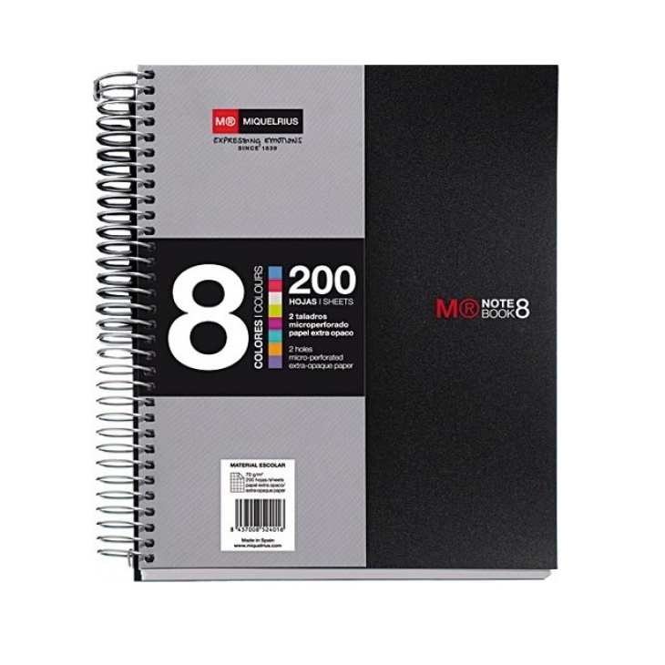 Miquelrius 8x25lapos A5 kockás fekete spirálfüzet (A15246227)