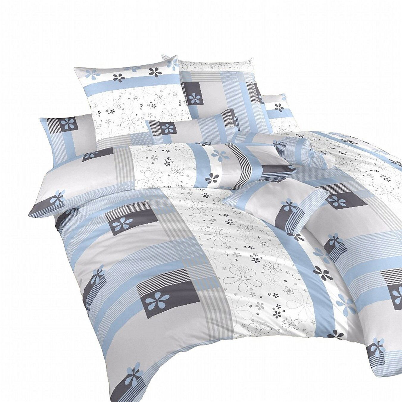 Dadka satén Flér šedomodrá 140 × 200, 70 × 90 cm (01501-FLERSEDOFLA)