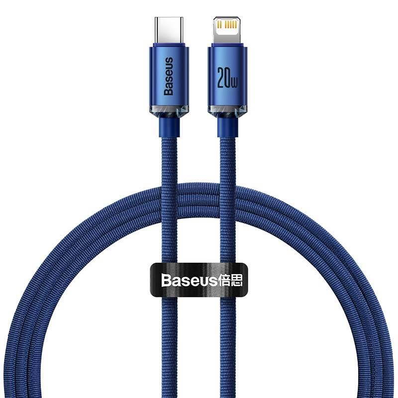 Baseus Crystal USB-C Lightning kábel, 20W, 1.2m, kék (CAJY000203) (CAJY000203)