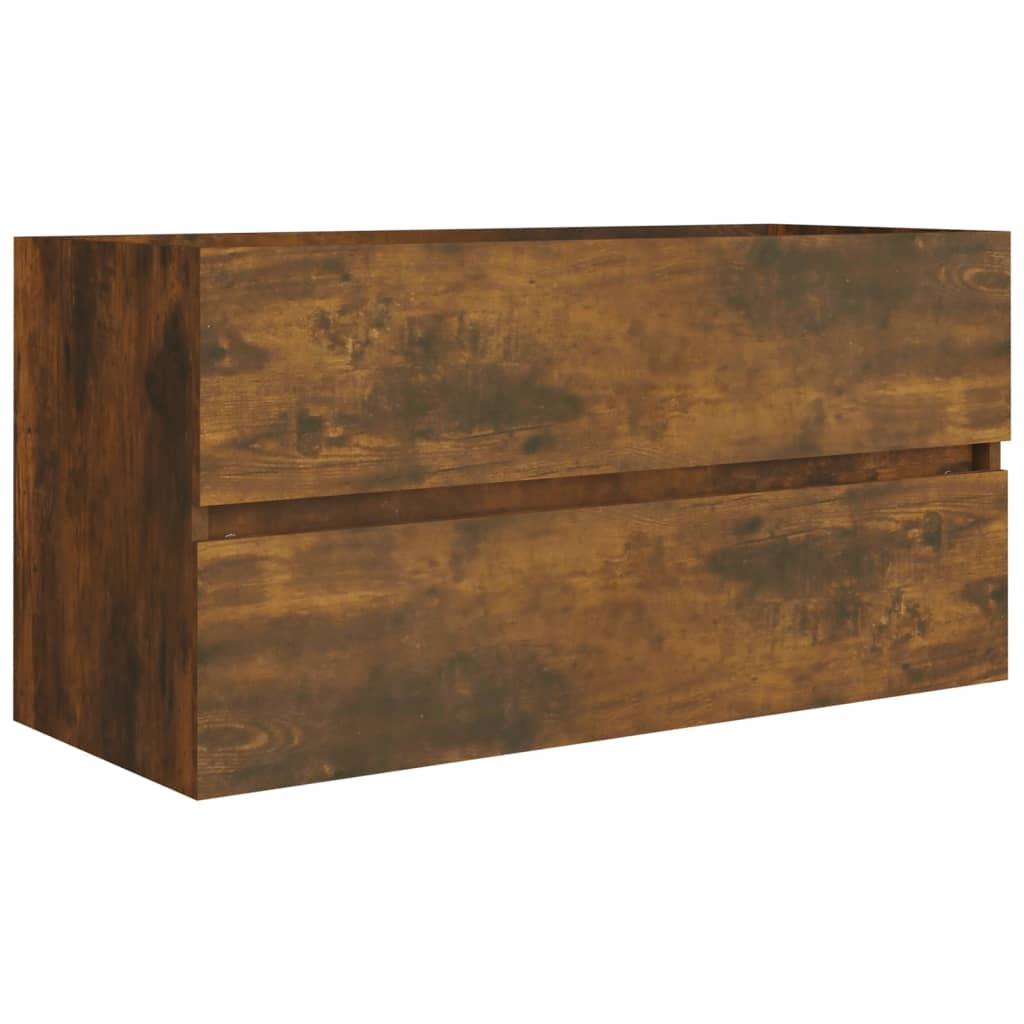 füstös tölgy színű szerelt fa mosdószekrény 90 x 38,5 x 45 cm (815654)