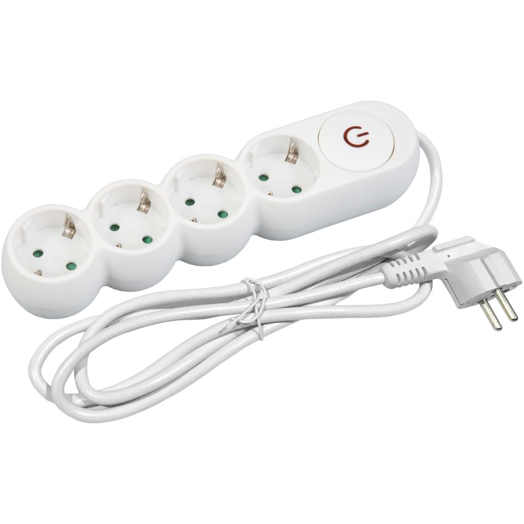 Entac Design elosztó 4 foglalat, kapcsolóval, 1,5m kábel (ESERS1.5G4-1.5-SW) (ESERS1.5G4-1.5-SW)