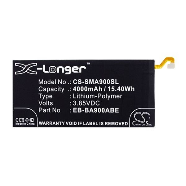 Cameron Sino Li-Polymer akku (3.85V/4000mAh, Samsung EB-BA900ABE kompatibilis) FEKETE Samsung Galaxy A9 (2016) SM-A910 (CS-SMA900SL)