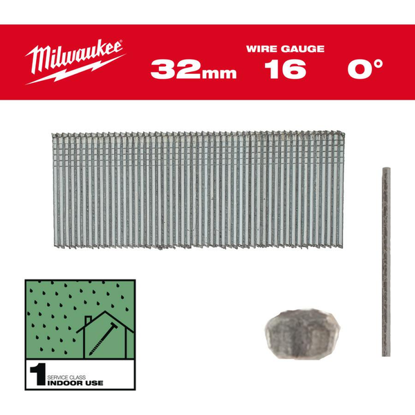 Galvanizované tyčinky 16G tenká hlava 1,6 x 25 mm 0° / 5000ks MILWAUKEE