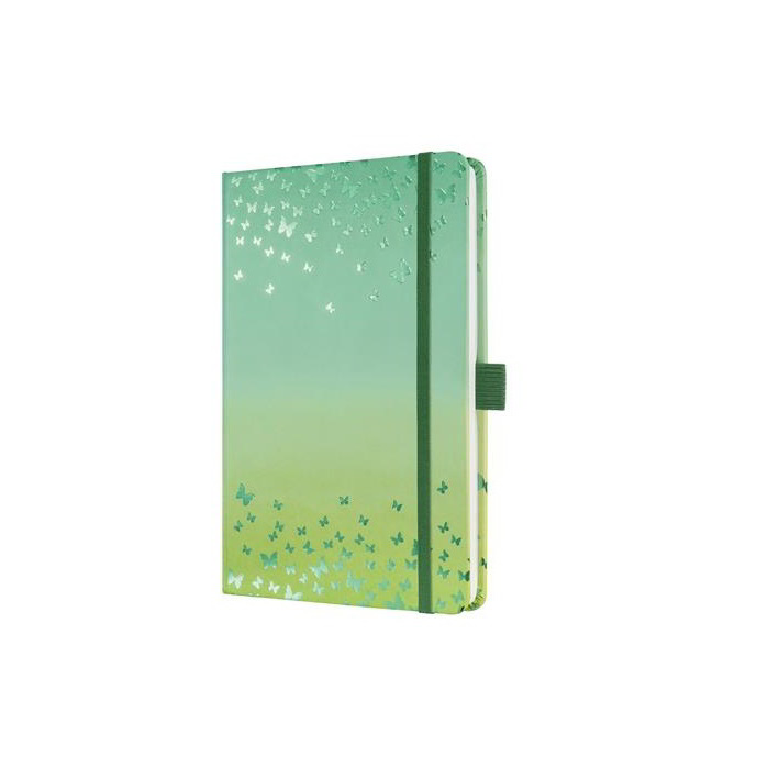 Sigel Jolie Butterfly Confetti 96 lapos 135x203mm vonalas jegyzetfüzet - Lime mintás (JN347)