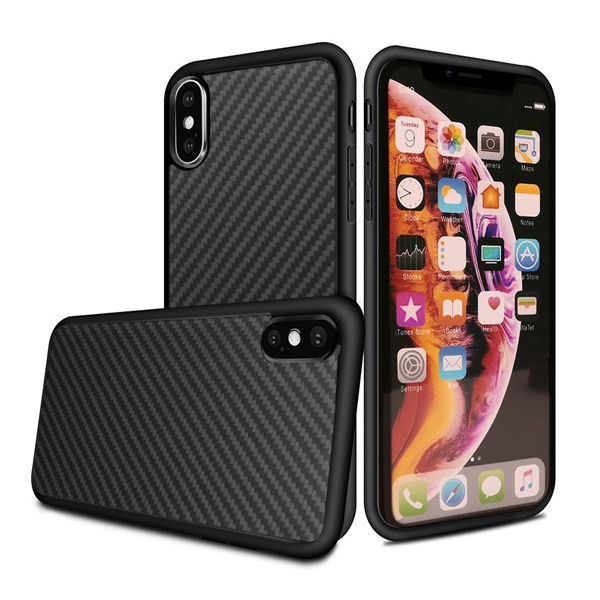 Szilikon telefonvédő (kevlár borítás) FEKETE [Apple iPhone XS Max 6.5] (5996457835515)