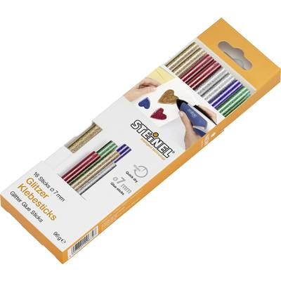 Steinel KLEBESTICKS 7MM GLITZER 96GR Ragasztópisztoly rúd 7 mm 150 mm Arany, Ezüst, Zöld, Kék, Piros 0.097 kg 16 db (065539)